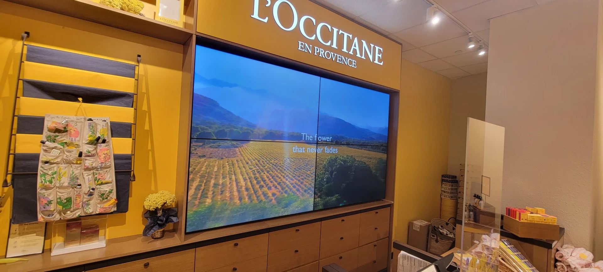 L'Occitane boutique video wall